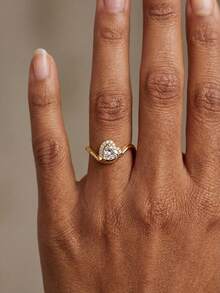 1pc Sparkling Pink Diamond Ring, Women's Jewelry, S925 Sterling Silver Inlaid Cubic Zirconia, Luxury & Exquisite Jewelry, Wedding Engagement Ring Gift - Gold - View 2