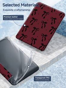 Ốp bảo vệ máy tính bảng màu đỏ rượu vang kèm nơ, tương thích với iPad 9.7/10.2/10.5/10.9/12.9/Pro 11, thế hệ thứ 10, tương thích với Samsung Galaxy Tab S6 Lite 10.4 inch, tương thích với Kindle Paperwhite thế hệ thứ 12 năm 2024, Kindle (thế hệ thứ 11) ra mắt năm 2022, chống rơi vỡ, chân đế thông minh/tự động bật/tắt màn hình, một món quà lễ hội tuyệt vời. - Nhiều màu - Xem 9