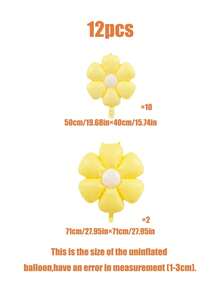 12个雏菊造型气球套装，大小糖果黄雏菊铝箔气球，适用于生日派对、周年纪念、婚礼、婴儿派对、活动、家居装饰 - 黃色 - 查看 2