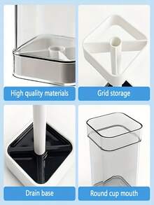 Toothbrush Holder With Cup, Suitable For Ordinary Toothbrush, Can Store Toothpaste, Three Teeth Brush And Toothpaste Holder, Suitable For Electric Toothbrush, Dental Floss, Razor Countertop Storage - White - View 7