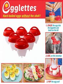 4/6 piezas Cocedor de huevos de silicona antiadherente - Herramienta de cocina práctica para hervir y cocinar al vapor huevos fácilmente - Multicolor - Ver 4