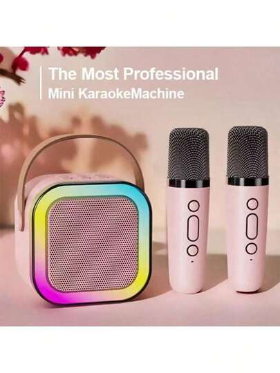 Karaoke Bluetooth Speaker K12 - Compact Portable Speaker With 2 Microphone, Full Bass, Wireless, Perfect For KTV, Exquisite Wireless Home Entertainment, Game Room, Excellent Songs, Small Karaoke Equipment With Microphone, Small Karaoke Machine,