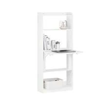 SoBuy Home Office Desk With 5 Compartments, Foldable, Computer Desk Workstation, White, 64 Cm W X 58 Cm D X 145 Cm H - White, 64x58x145cm - View 13