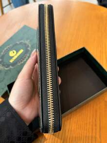 时尚高端复古压花长款女士钱包，优雅皮革雕花手拿包，带手机槽、多卡槽和零钱袋，可爱长款钱包，Fairycore - 黑色 - 查看 11