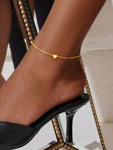 1条S925纯银心形脚链，18K镀金字母，简约春夏沙滩脚链，女士脚链，母亲节礼物 - 腳鍊 - 查看 9