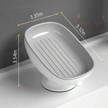 2-In-1 Bathroom Soap Holder, Countertop Drainage Soap Box With Suction Cup, Suitable For Dual Storage And Storage Of Round, Square, And Large Soap, No Punching Suction Cup Soap Box, Bathroom Drainage Soap Holder, Household Fragrance Soap Tray, Non Marking Storage Box - White - View 10