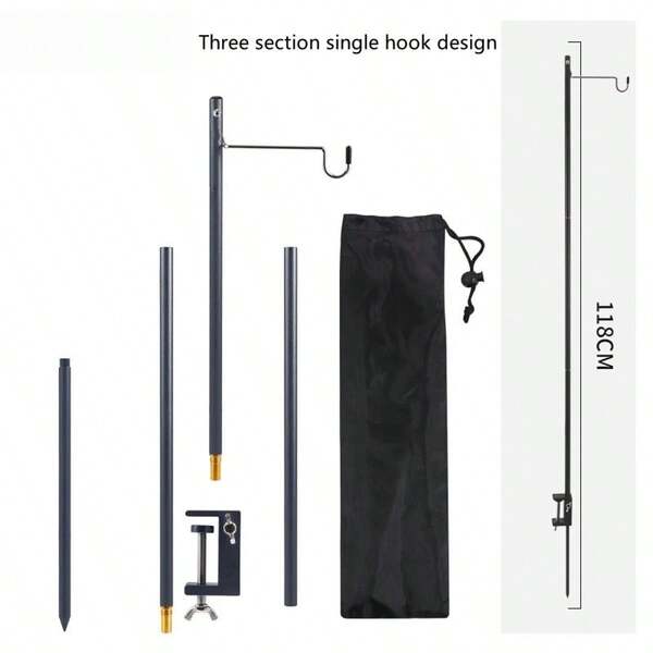 户外露营折叠灯架，超轻铝合金便携式桌面灯杆支架