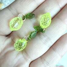 50pcs/Bag Acrylic Lemon Leaf Pendant DIY Bracelet, Phone Chain, Fruit Charm, Earrings, Jewelry Accessories