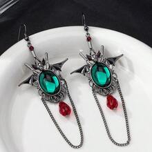 Minimalist European & American Bat Tassel Rhinestone Hollow Gothic Style Earrings, Vintage Holiday Earrings - Multicolor - View 6