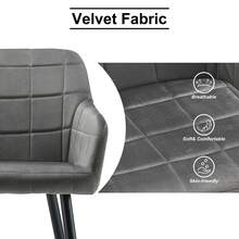 CLIPOP Dining Chairs, Set Of 2, Kitchen Chair With Velvet Cover, Living Room Chair, Upholstered Chair With Armrests And Metal Legs, Upholstered Armchair, Chair For Dining Room, Living Room, Kitchen - 灰色 - 查看 6