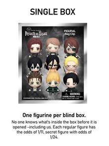 Crunchyroll 1个官方授权3D卡通盲盒，随机内含动漫角色钥匙扣手办，可能包含阿尔敏、艾伦或其他角色，可作钱包、背包装饰，适合生日、周年纪念、派对、送给朋友或粉丝的礼物。