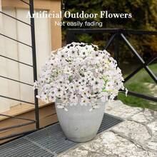 3pcs Fake Artificial Simulated Flowers, UV Resistant And Non Fading, Made Of Artificial Plastic Flowers Suitable For Window Boxes, Flower Pots, Courtyards, Homes, Indoor And Outdoor Decoration - White - View 5