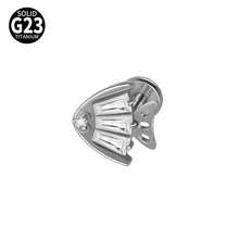 1PC G23 Titanium Cat/Dog/Rabbit Lip Studs Internal Thread Cz Flower Ear Helix Tragus Cartilage Helix Earrings Body Piercing Jewelry - As Shown - View 12