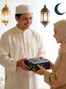 5 piezas de papel de regalo DIY para Ramadán, con patrón de luna y estrellas, papel de alta calidad, adecuado para cumpleaños, bodas, fiestas de Eid al-Fitr y otras celebraciones festivas - Multicolor - Ver 7