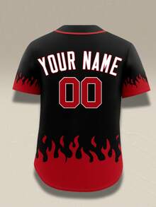 Customizable Men's Black And Red Double-Color Combination Baseball Jerseys Plus Size, Personalized Name Number, Quick Delivery Sports Summer - Black - View 4