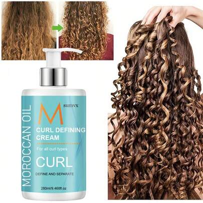 Kem tạo kiểu tóc xoăn - Chứa dầu Argan Ma-rốc, dầu thầu dầu và keratin, dưỡng ẩm và nuôi dưỡng tóc xoăn, gợn sóng và thẳng - Tạo kiểu nhẹ nhàng, làm mượt tóc xơ rối, cho tóc mềm mại và bóng mượt, thiết kế tuýp sang trọng.