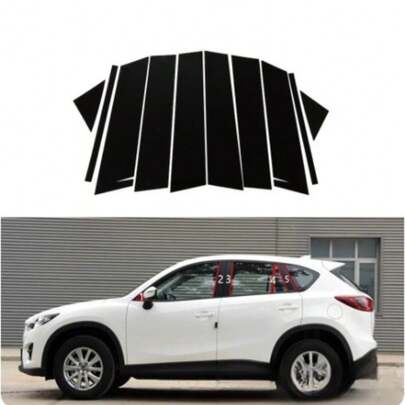 10条黑色亮光钢琴烤漆柱形装饰条，适用于CX-5 2013-2016款、2014款、2015款车型