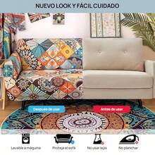 Funda para Sillonescon Funda de Almohada Funda de Sofa 3 Plazas Cubre Sillones Sala Ajustables Sofa Cover 360° Cobertura Funda para Sofá de Supersuave y Elástica Lavable a máquina - Bohemia - Ver 6