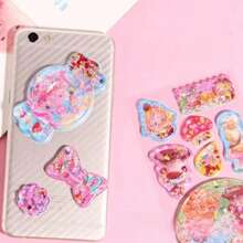 3/4pcs Random Cartoon 3D Embossed Jelly Stickers, DIY Scrapbooking Decorative Stickers, Cute Stickers - Multicolor - View 12