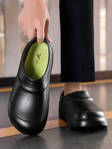 W 1 đôi giày nam chống thấm nước, chống trượt, chống dầu, bền chắc dành cho nhà bếp/đầu bếp, đế mềm, phù hợp cho ngành công nghiệp thực phẩm, bếp khách sạn, nhà máy thực phẩm. - màu đen - Xem 4