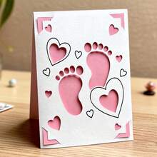 Creative Footprints And Hearts Metal Cutting Dies, DIY Scrapbooking Album And Embossing Stencil, Greeting Card Making Tool, Card Paper Cutting Crafts ,Gift Card Making Template Die Cuts. - Silver - View 8