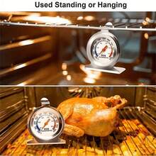 1pc Oven Thermometer, Range 50-300°C/100-600°F, 430 Stainless Steel Material, High Temperature Resistant Glass, Automatic Sensing, Accurate Temperature Measurement, Suitable For Kitchen, Cooking, Baking - Silver - View 8