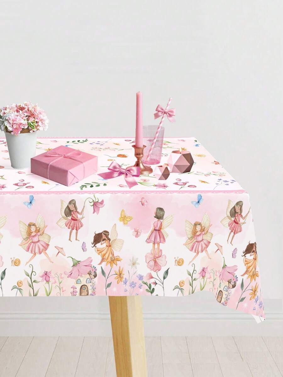 1pc Plastic Tablecloth, Spring Floral Pattern 130*220cm Rectangular Disposable Table Cover, Suitable For Picnic, Home, Kitchen, Dining Table, Wedding, Bridal Shower, Party, Spring Holiday Theme Tabletop Decor