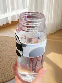 2026 Taza de plástico portátil a prueba de golpes, estilo coreano minimalista y linda taza de té resistente al calor para estudiantes, verano - transparente - Ver 7