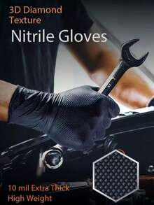 30 sztuk dwustronnych, bezpudrowych, bezlateksowych i bezwypadkowych rękawic ochronnych o grubości 10 mil, z wytłoczonym wzorem w romby, odpowiednich do konserwacji maszyn przemysłowych, czyszczenia, tatuowania i innych zastosowań. Wytrzymałe, jednorazowe, czarno-pomarańczowe rękawice robocze z nitrylu, dostępne w wielu rozmiarach, profesjonalne rękawice ochronne do użytku domowego. - Rękawice konserwacyjne. - Zobacz 10