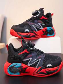 儿童时尚篮球鞋，撞色运动鞋，防滑耐穿，四季皆宜，时尚舒适的街头篮球鞋 - 紅色 - 查看 1