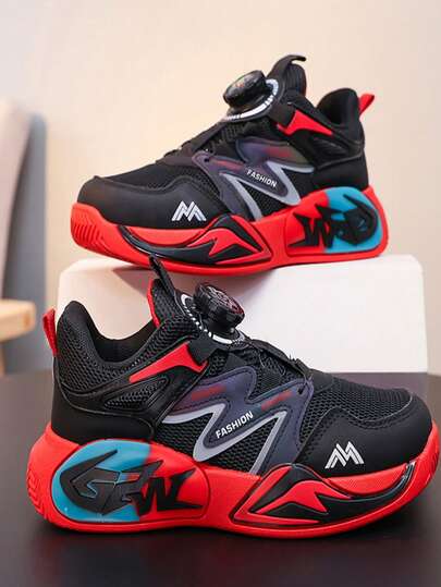 Kids' Fashionable Basketball Shoes, Colorblock Sports Shoes, Non-Slip & Durable, Suitable For All Seasons, Stylish & Comfortable Street Basketball Shoes