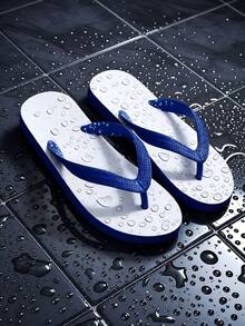 Klassiska gummiflip-flops för män, slitstarka, halkfria, fritids- och strandkläder - Blå - Visa 6