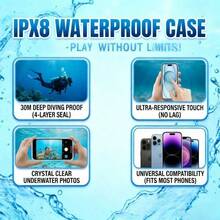 2PCS Blue & Pink Waterproof Phone Pouch, Touchscreen Camera Storage Hanging Bag, Waterproof Jacket For Water Sports, Extra Waterproof Phone Case, Summer Vacation Beach Travel Swimming Pool Sports Bag, Sports & Fitness Travel Bag, Unisex Travel Essential Durable Swimming Bag, Beach & Swimming Bag - 藍色+粉紅色 - 查看 4