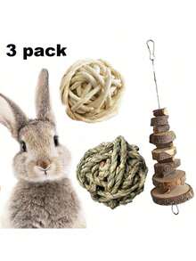 20件/4件/9件/7件/18件装兔子/豚鼠磨牙玩具，天然苹果木磨牙玩具组合，手工制作豚鼠仓鼠小型动物磨牙玩具 - 彩色 - 查看 28