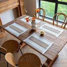 6/4/2pcs Set Elegant Woven Placemats - Classic Cream White + Natural Beige Knitted Design With Tassel Details, Breathable Crochet Lace Trim, Stain-Resistant Tablecloth Suitable For Rustic Farmhouse, Modern Coastal Or Classic Dining Decor | Upgrade Dining Aesthetics With Fashionable And Durable Placemats, Applicable For Daily Meals, Holiday Gatherings And Dinner Parties - Multicolor - View 8