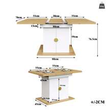 Dining Table, Retractable Kitchen And Living Room Dining Table, Dimensions 110 (140) X 70 X 76 Cm, Wood Veneer With Shade, Large Storage Space - Camel - View 9
