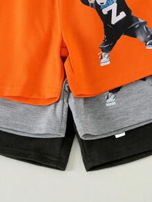 Bộ 3 quần short thể thao cho bé trai 4-8 tuổi, màu cam, xám, đen, in hình gấu hoạt hình dễ thương - Thích hợp cho kỳ nghỉ hè và chơi đùa hàng ngày. - Nhiều màu - Xem 6