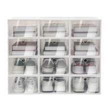 SHIOUCY 24 Pcs Foldable Clear Shoe Storage Box Case Sneaker Container Stackable Organizer NEW - White - View 4