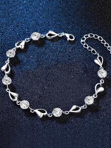 1件S925纯银浪漫心形手链，独特镶嵌心形设计，日常佩戴百搭，贴心礼物 - 愛心 - 查看 10