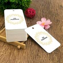 50 etiquetas de regalo de papel Eid Mubarak con cuerda de cáñamo - Etiquetas colgantes de Ramadán Kareem para regalos, envoltura de regalos y decoración de favores de fiesta, suministros de fiesta musulmana islámica - Multicolor - Ver 6