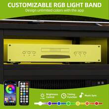 BALCONERA TV Stand With Built-In Fireplace Heater – 50 Inch Fit, 6 Drawers Storage, LED Lights & Overheat Protection, TV Cabinet - Black - View 5