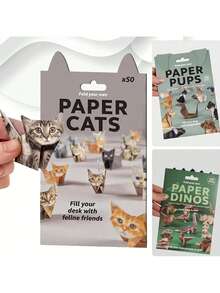 50Pcs Paper Cat Origami Set/Craft Kit - Cute Playful Cat Pattern, Easy DIY Craft Design, Premium Cardstock Material, Foldable Decor+Storage, Fun Handmade - For Family Activities/Desktop Decor/Cat Lovers/Party Favors/Mother's Day/Housewarming Gift - Multicolor - View 5