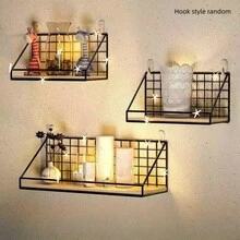 1pc Creative Wall Mounted Storage Rack With Handle - Iron Made - Durable - High Load Bearing Capacity - Home Wall Mounted Storage Rack - Portable - Bathroom - Toilet - Wall Mounted - Storage - Hanging Storage Rack - Cosmetics And Skincare Storage Rack - Dorm Bedside Rack Bathroom - Black - View 2