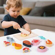 儿童木制仿真食物玩具，儿童厨房玩具套装，儿童益智角色扮演游戏，亲子互动 - 彩色 - 查看 6