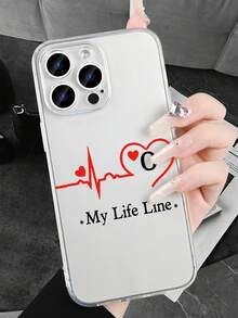 Heartbeat & Letter O Pattern Clear TK Viral Clean Girl MagSafe Compatible Phone Case For IPhone For Minimalists | Love Life WFH Office Positive Energy Good Vibes Only | Compatible With IPhone 17,16,15,14,13,12,11 Series | Your Signature Look Affordable Luxury - 無色 - 查看 3