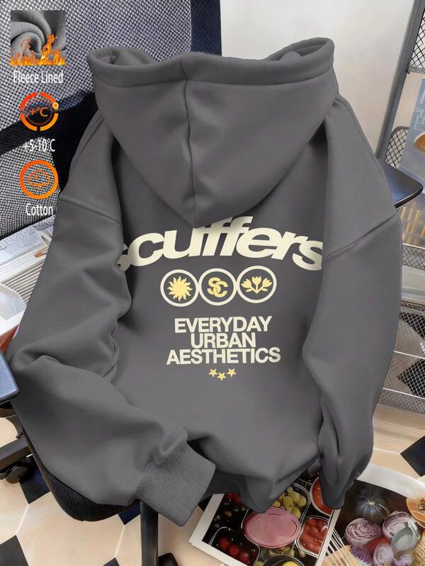 Sudadera con capucha para mujer Top de algodón Sudadera con capucha negra con motivos de El Padrino Estilo americano retro Otoño/invierno Forro cálido Capucha con cordón Ajuste holgado Casual Versátil Adecuada para climas fríos Top de manga larga para mujer