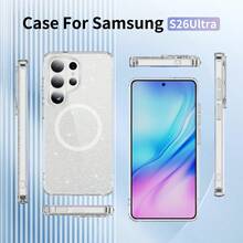 闪亮防摔亮片磁性指环支架，兼容 11/12/13/14/15 Pro Max/16/17、S26 - 白色 - 查看 5