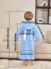 1 pieza Bata De Baño Para Niños De 7 Años, 8 Años,Toalla Bata Para Baño De Niños,Albornoz infantil de felpa de coral con capucha con oreja de conejo de dibujos animados, capa gruesa con bolsillos para niños y niñas - Rosa coral - Ver 7