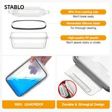 STABLO 12pcs Plastic Sealed Food Storage Boxes, Suitable For Fresh Storage Of Grains And Fruits, With A Transparent And Visible Appearance, Suitable For Storing Tea, Dried Fruits, And Spices, Sealed And Moisture-Proof - 黑色 - 查看 2