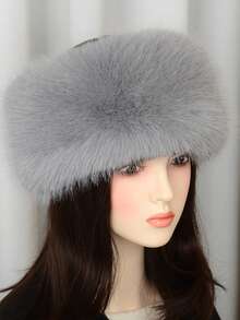 1pc Autumn/Winter Plush Solid Beanie Hat, Thickened Faux Fur Trim Warm Hat With Loop, Wig Cap, For Women - Multicolor - View 2
